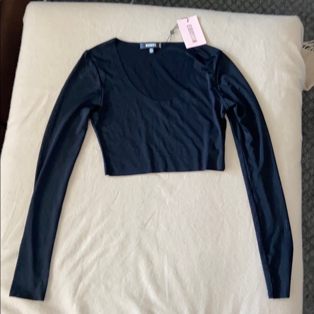 Missguided black cropped top